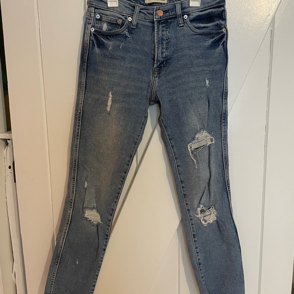 Womens GAP high rise slim straight distressed jeans